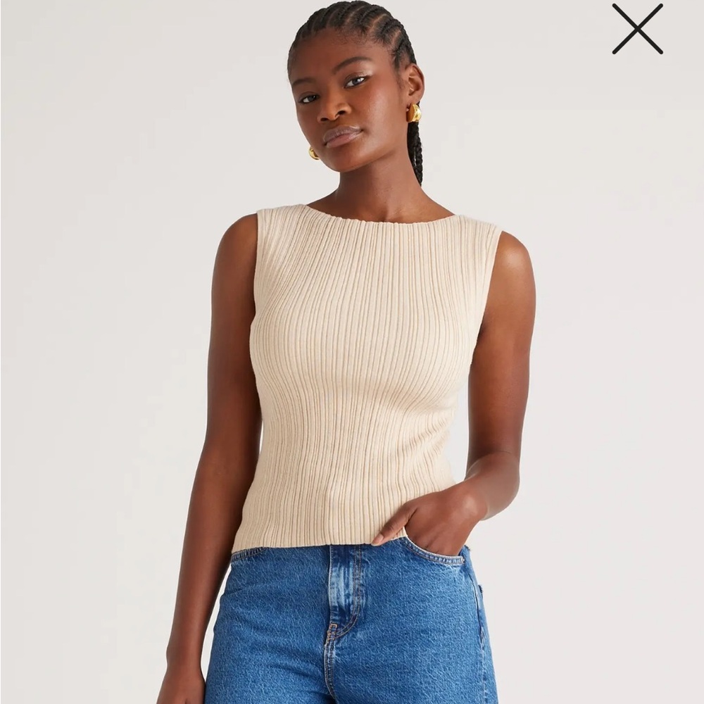 NWT Quince Cotton Cashmere Cream Ribbed Tank Top